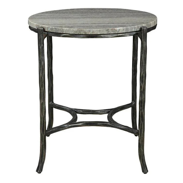 Stonewall Marble Topped Round End Table - LOOMLAN - Furniture Classics - Side Tables