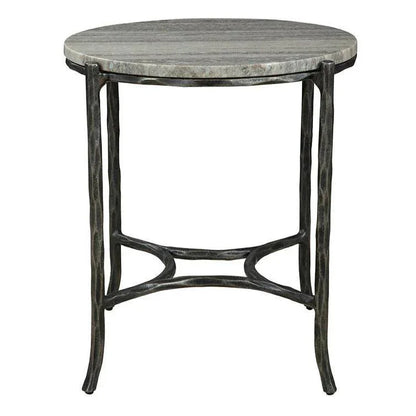 Stonewall Marble Topped Round End Table - LOOMLAN - Furniture Classics - Side Tables