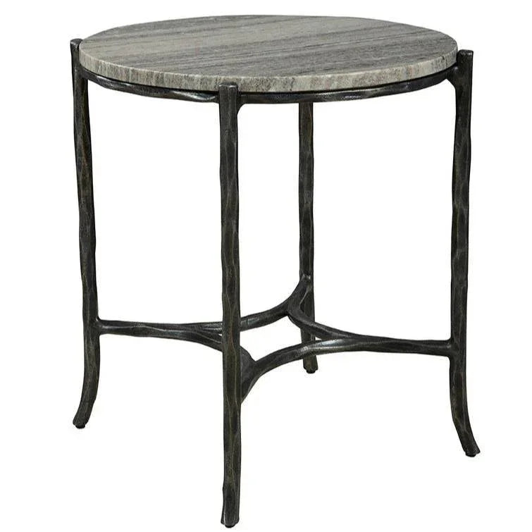Stonewall Marble Topped Round End Table - LOOMLAN - Furniture Classics - Side Tables