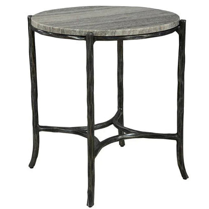 Stonewall Marble Topped Round End Table - LOOMLAN - Furniture Classics - Side Tables