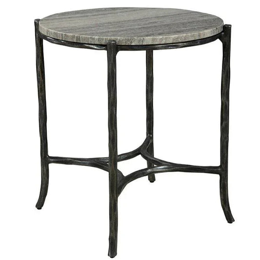 Stonewall Marble Topped Round End Table - LOOMLAN - Furniture Classics - Side Tables