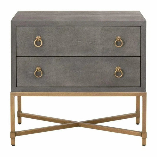 Strand Grey ShagreenNightstand 2 Drawers - LOOMLAN - Essentials For Living - Nightstands