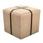 Strap Canvas and Leather Beige Stool - LOOMLAN - Sarreid - Poufs and Stools