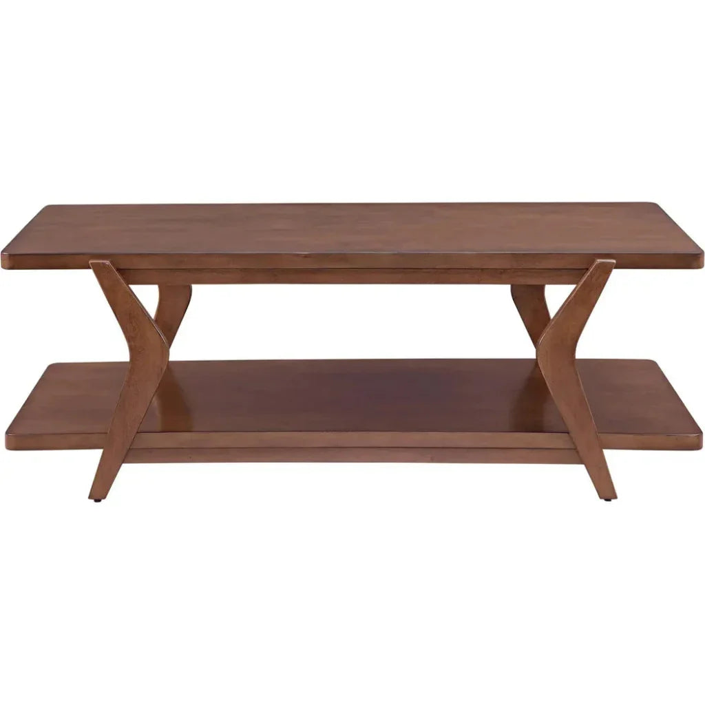 Stratton Wood Brown Rectangular Cocktail Table - LOOMLAN - Bassett Mirror - Coffee Tables
