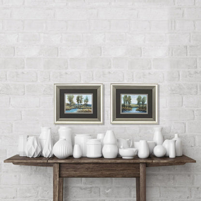 Stream Side Blue Framed Wall Art 2PC