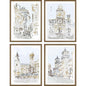 Street Scenes Wood Multi Framed Wall Art 4PC