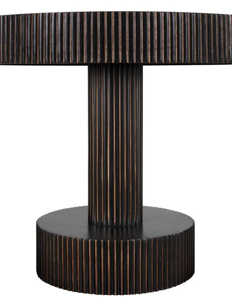 Stringata Wooden Round Side Table - LOOMLAN - Noir - Side Tables