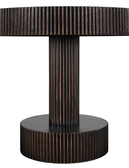 Stringata Wooden Round Side Table - LOOMLAN - Noir - Side Tables