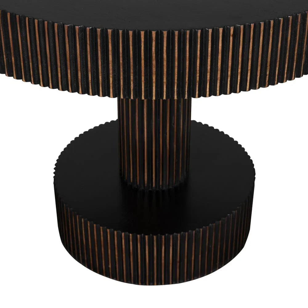 Stringata Wooden Round Side Table - LOOMLAN - Noir - Side Tables