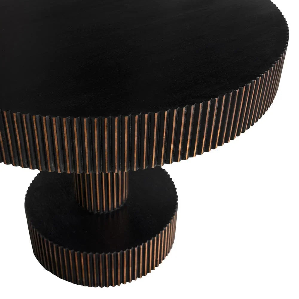 Stringata Wooden Round Side Table - LOOMLAN - Noir - Side Tables