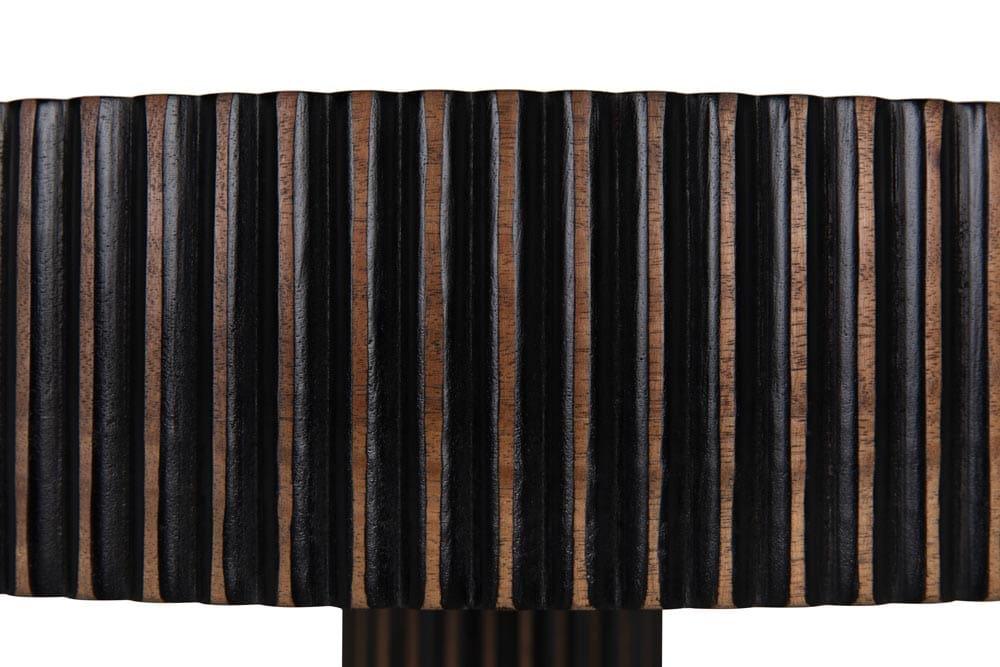 Stringata Wooden Round Side Table - LOOMLAN - Noir - Side Tables