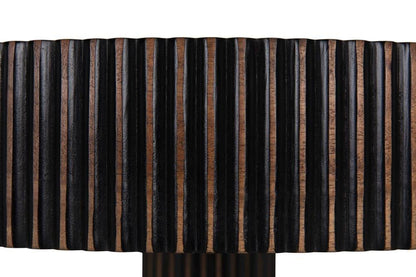 Stringata Wooden Round Side Table - LOOMLAN - Noir - Side Tables