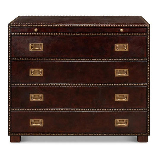Studded Gentleman's Chest Leather Upholstery - LOOMLAN - Sarreid - Chests