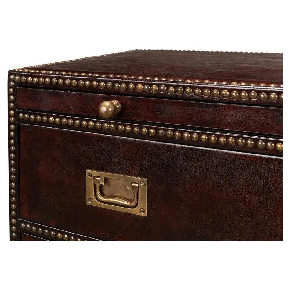 Studded Gentleman's Chest Leather Upholstery - LOOMLAN - Sarreid - Chests