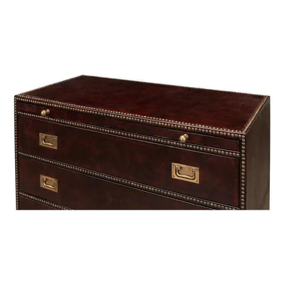 Studded Gentleman's Chest Leather Upholstery - LOOMLAN - Sarreid - Chests