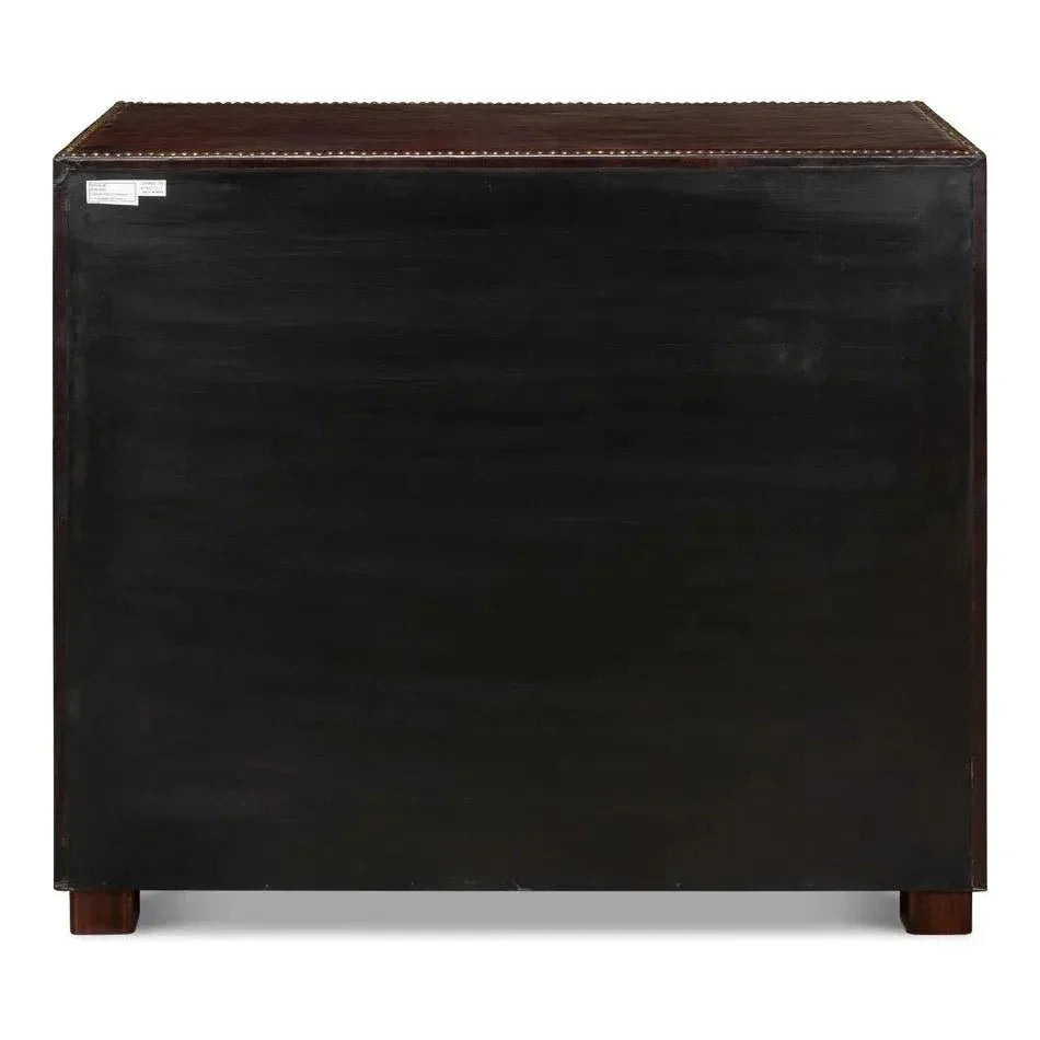 Studded Gentleman's Chest Leather Upholstery - LOOMLAN - Sarreid - Chests