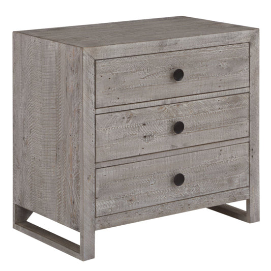 Studio 20 Three Drawers Grey Nightstand (Set Of 2)-Nightstands-Palmetto Home-LOOMLAN