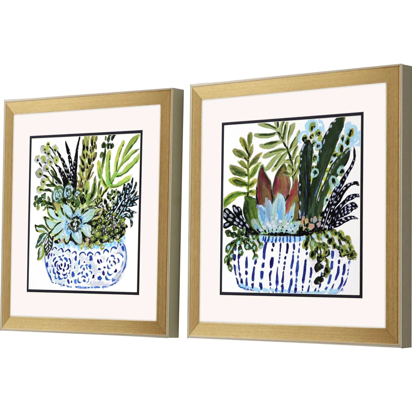 Succulent Garden Blue Framed Wall Art 2PC