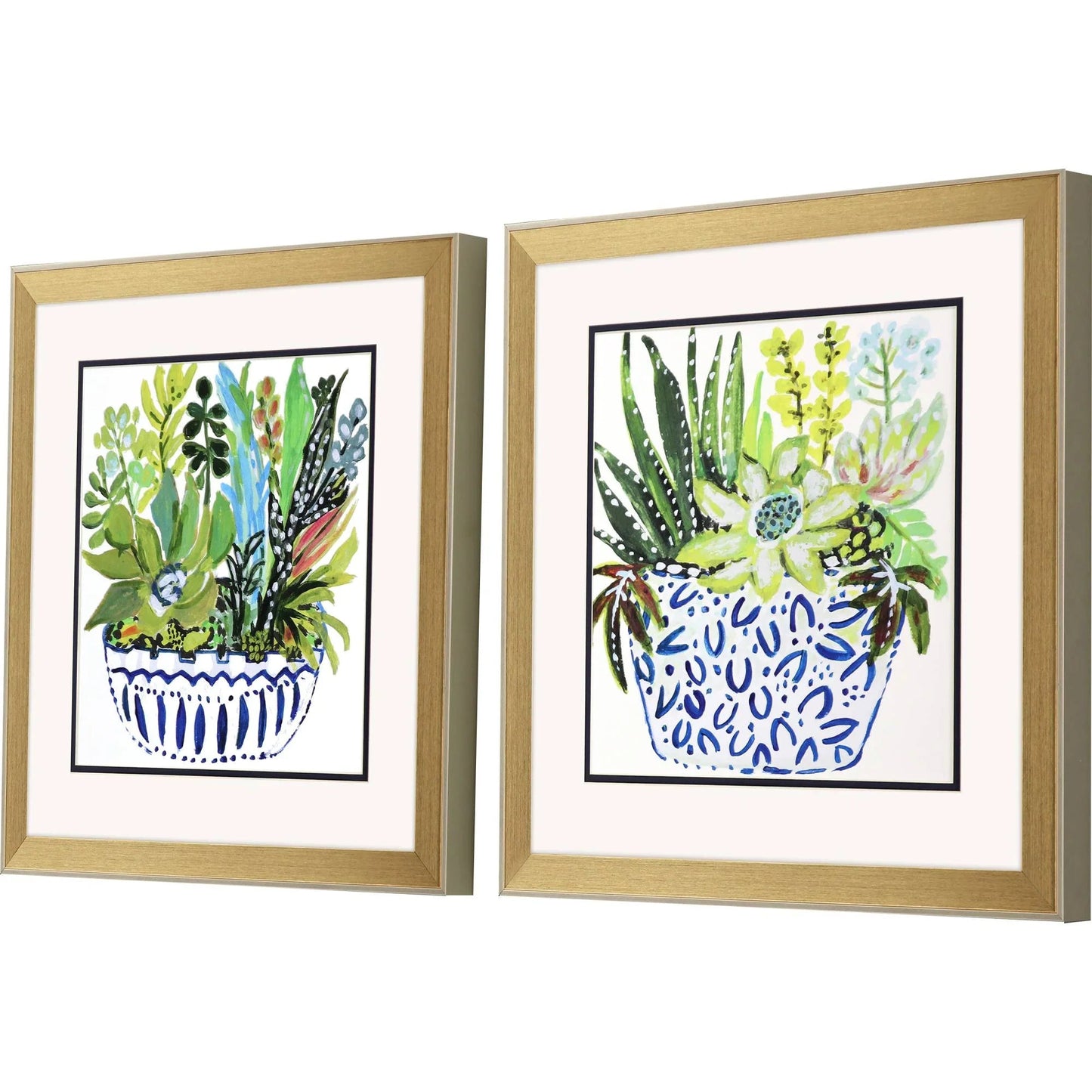 Succulent Garden Blue Framed Wall Art 2PC