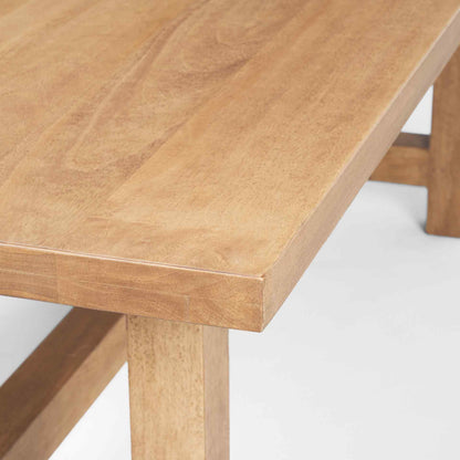 Suke Natural Wooden Trestle Dining Table-Dining Tables-Mercana-LOOMLAN