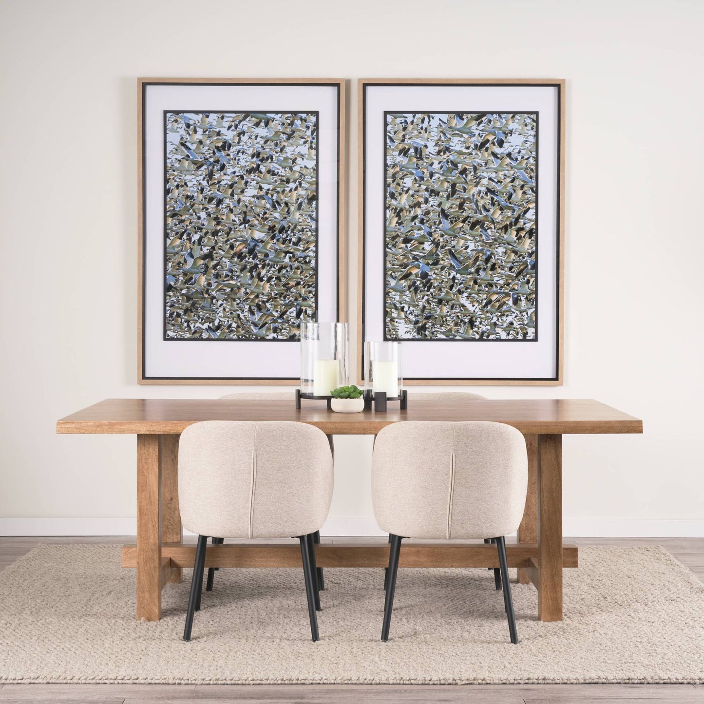 Suke Natural Wooden Trestle Dining Table-Dining Tables-Mercana-LOOMLAN