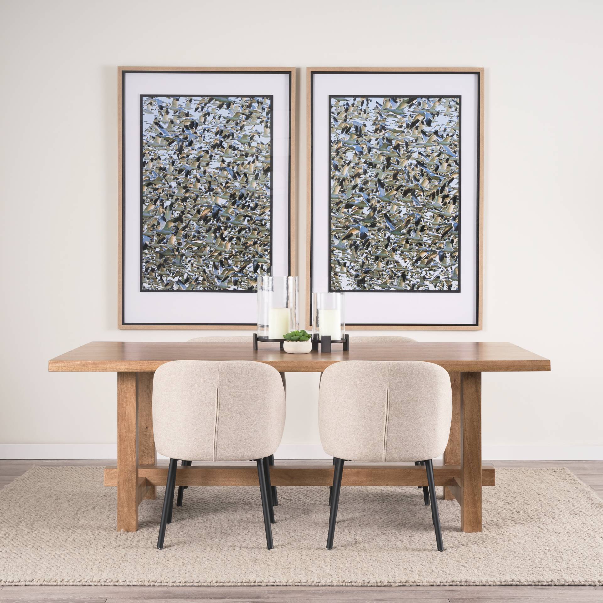 Suke Natural Wooden Trestle Dining Table-Dining Tables-Mercana-LOOMLAN