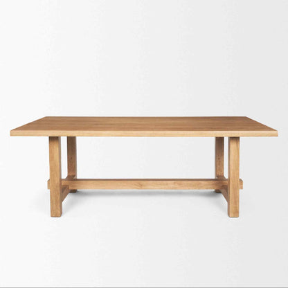 Suke Natural Wooden Trestle Dining Table-Dining Tables-Mercana-LOOMLAN
