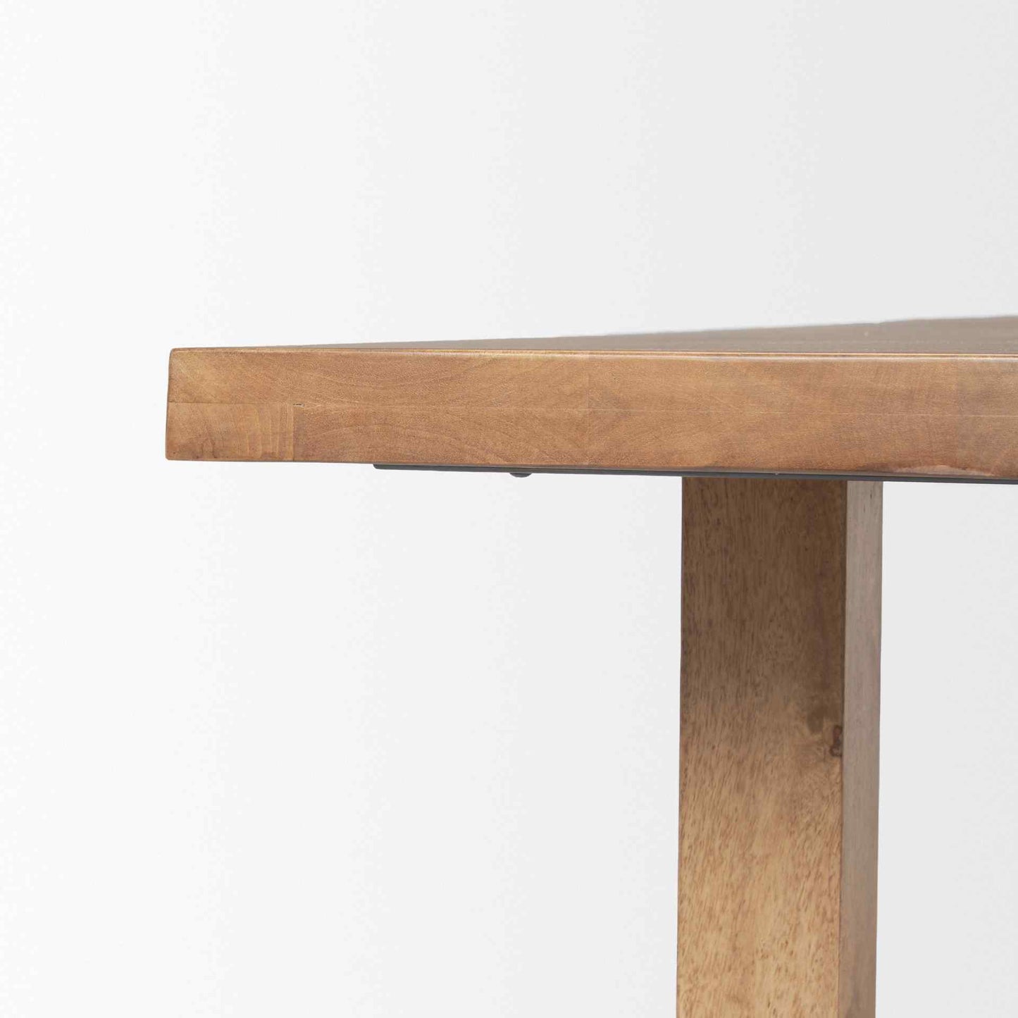 Suke Natural Wooden Trestle Dining Table-Dining Tables-Mercana-LOOMLAN