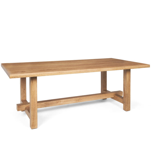 Suke Natural Wooden Trestle Dining Table-Dining Tables-Mercana-LOOMLAN
