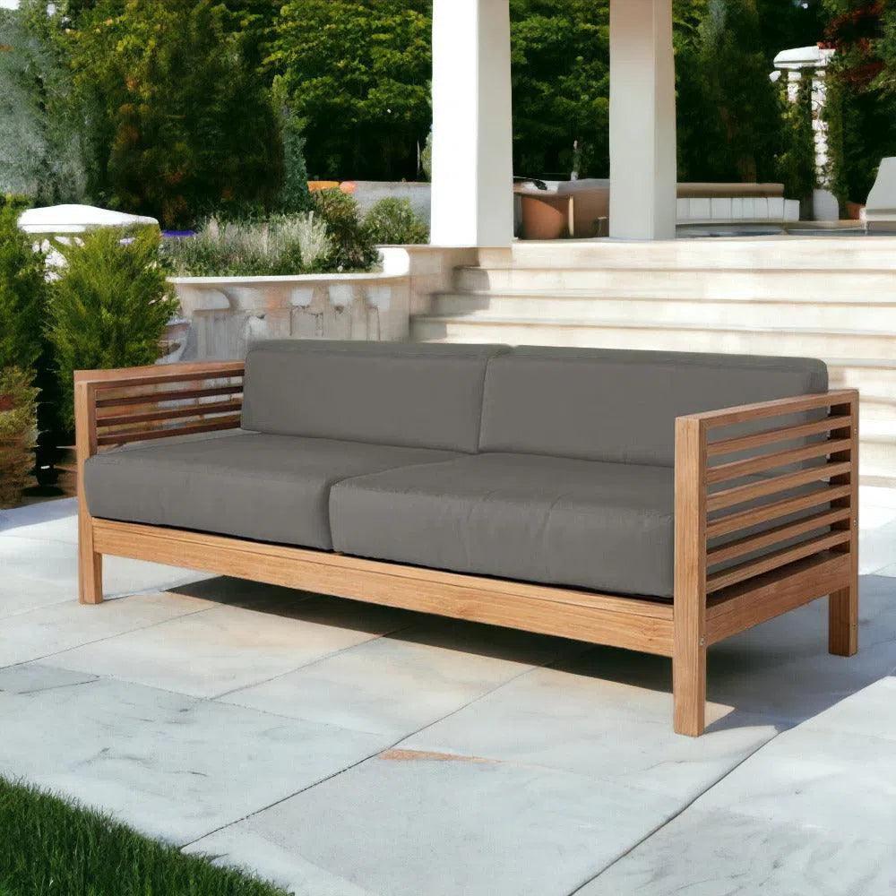 Summer 3 - Person Teak Outdoor Couch Sunbrella Cushions - LOOMLAN - HiTeak - Outdoor Sofas & Loveseats