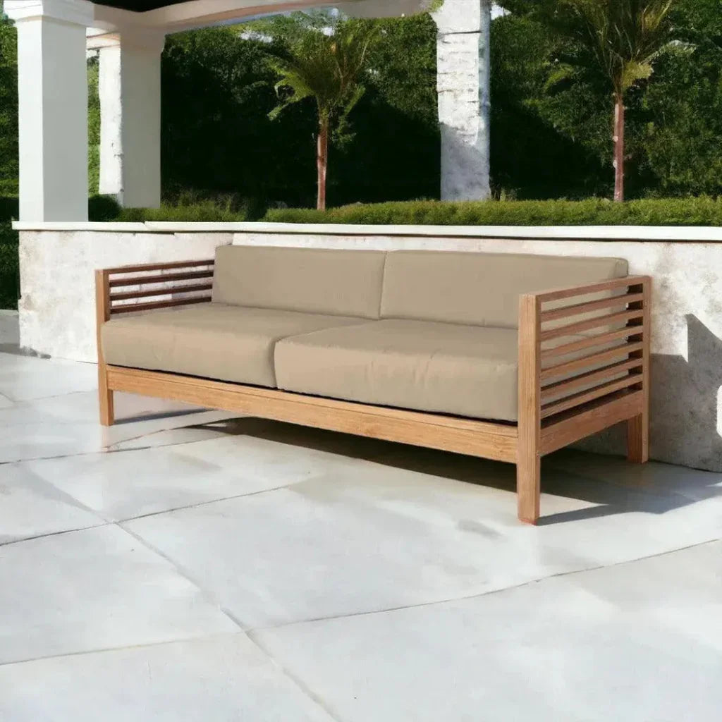 Summer 3 - Person Teak Outdoor Couch Sunbrella Cushions - LOOMLAN - HiTeak - Outdoor Sofas & Loveseats