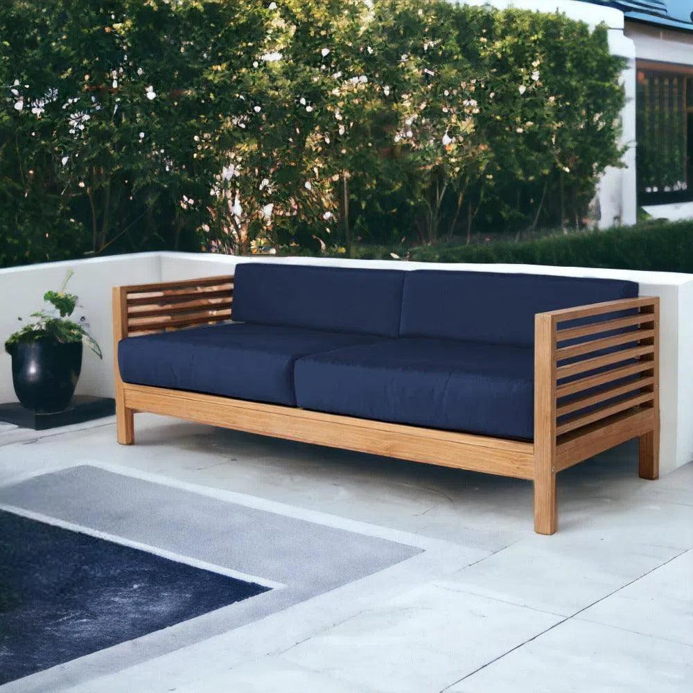 Summer 3 - Person Teak Outdoor Couch Sunbrella Cushions - LOOMLAN - HiTeak - Outdoor Sofas & Loveseats