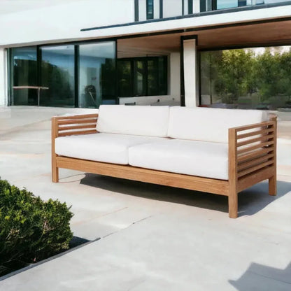 Summer 3 - Person Teak Outdoor Couch Sunbrella Cushions - LOOMLAN - HiTeak - Outdoor Sofas & Loveseats