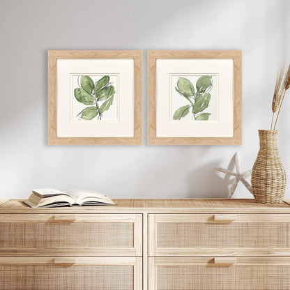 Summer Leaves Green Framed Wall Art 2PC
