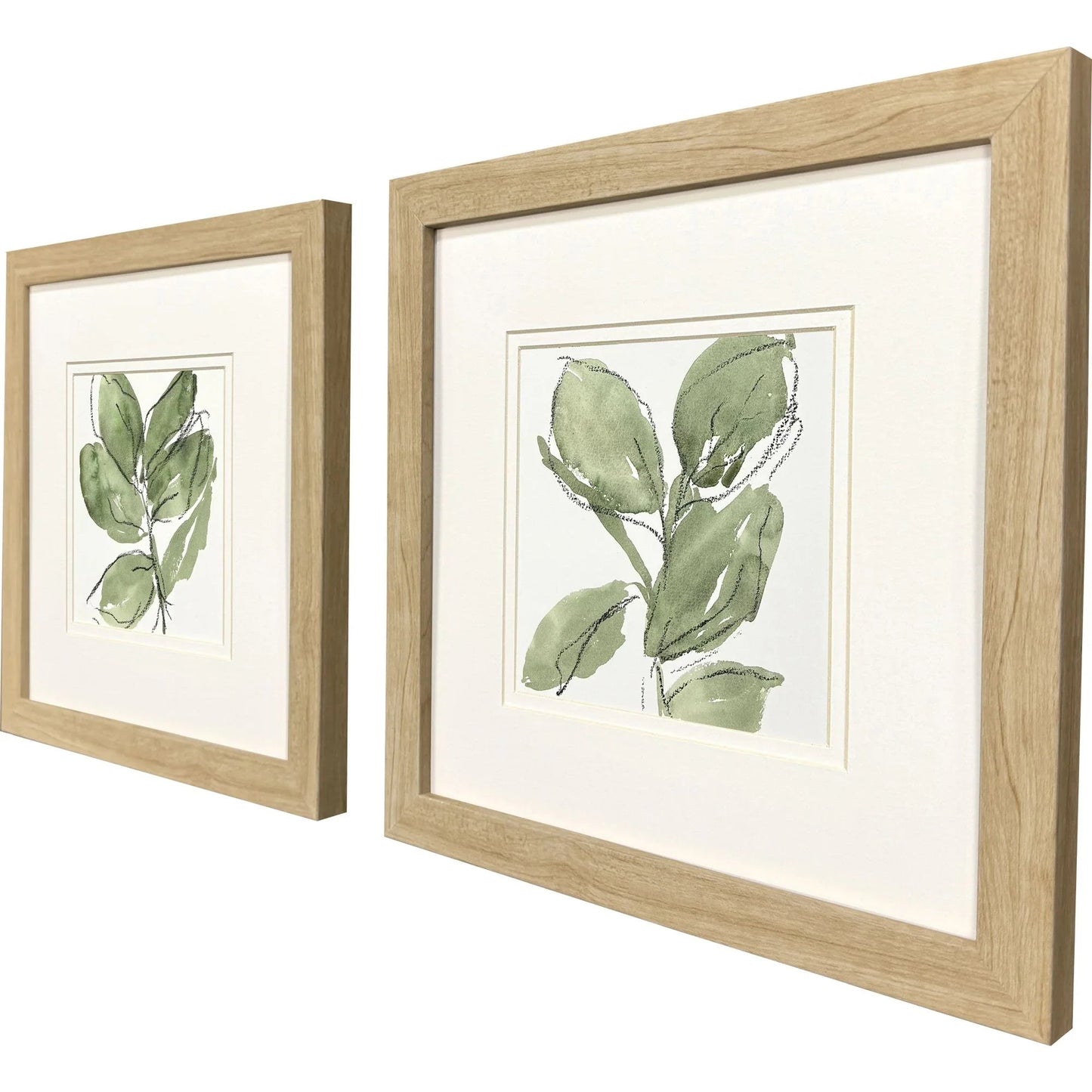 Summer Leaves Green Framed Wall Art 2PC