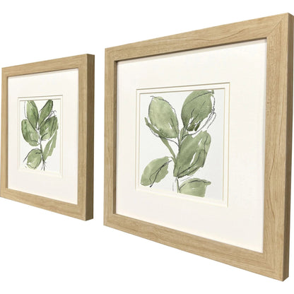 Summer Leaves Green Framed Wall Art 2PC