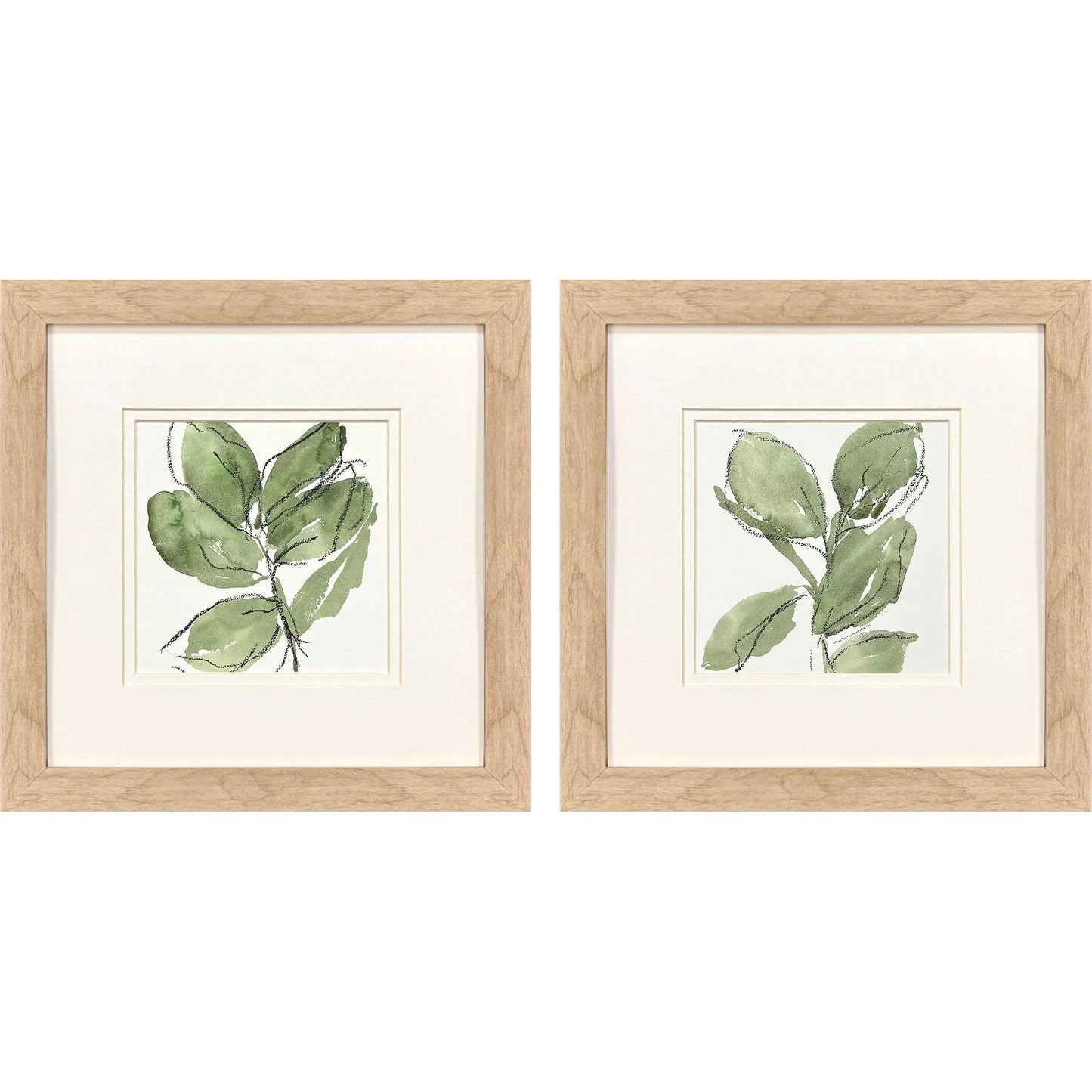 Summer Leaves Green Framed Wall Art 2PC