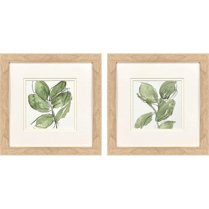 Summer Leaves Green Framed Wall Art 2PC