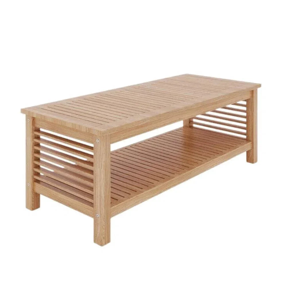 Summer Rectangular Teak Outdoor Coffee Table Storage-Outdoor Coffee Tables-HiTeak-LOOMLAN