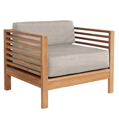 Summer Teak Outdoor Accent Chair with Sunbrella-Outdoor Accent Chairs-HiTeak-Silver-LOOMLAN