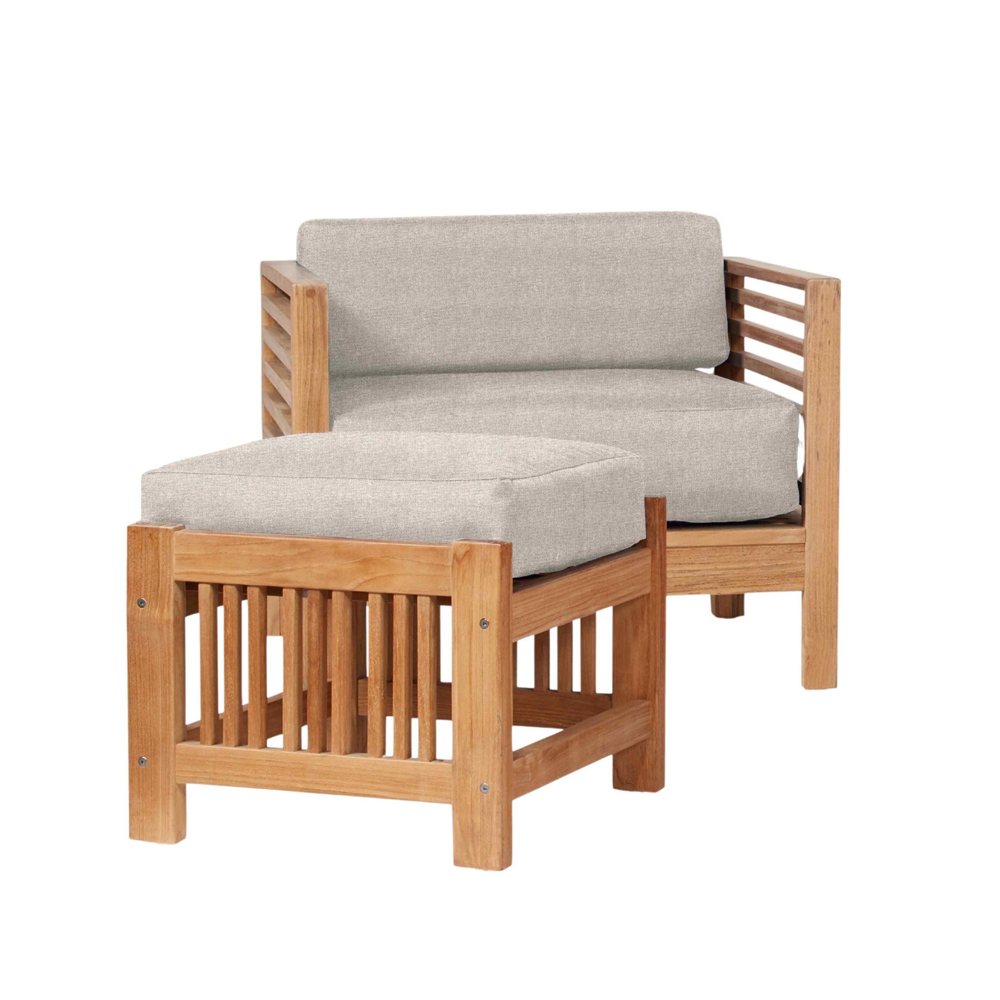 Summer Teak Outdoor Accent Chair with Sunbrella-Outdoor Accent Chairs-HiTeak-LOOMLAN