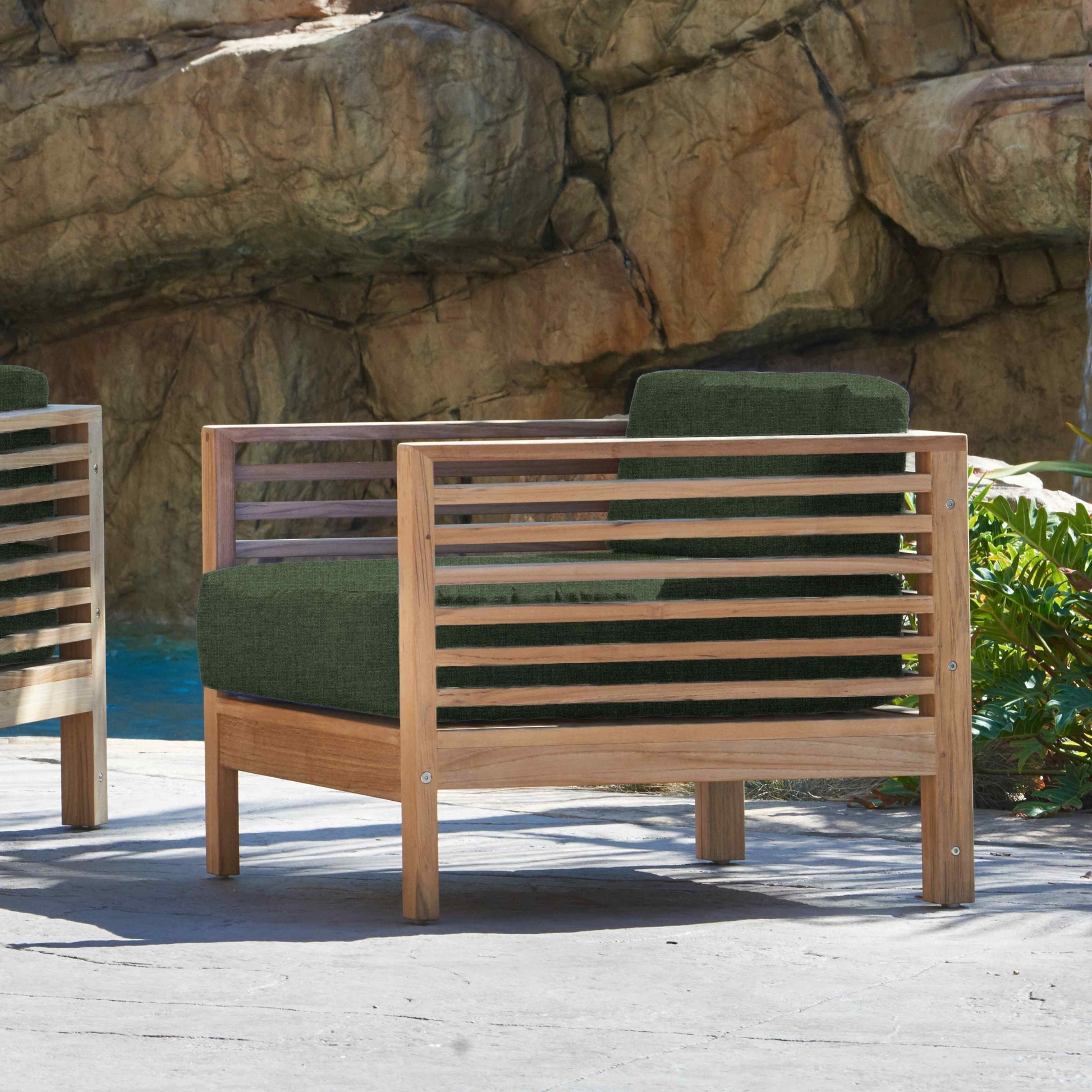 Summer Teak Outdoor Accent Chair with Sunbrella-Outdoor Accent Chairs-HiTeak-LOOMLAN