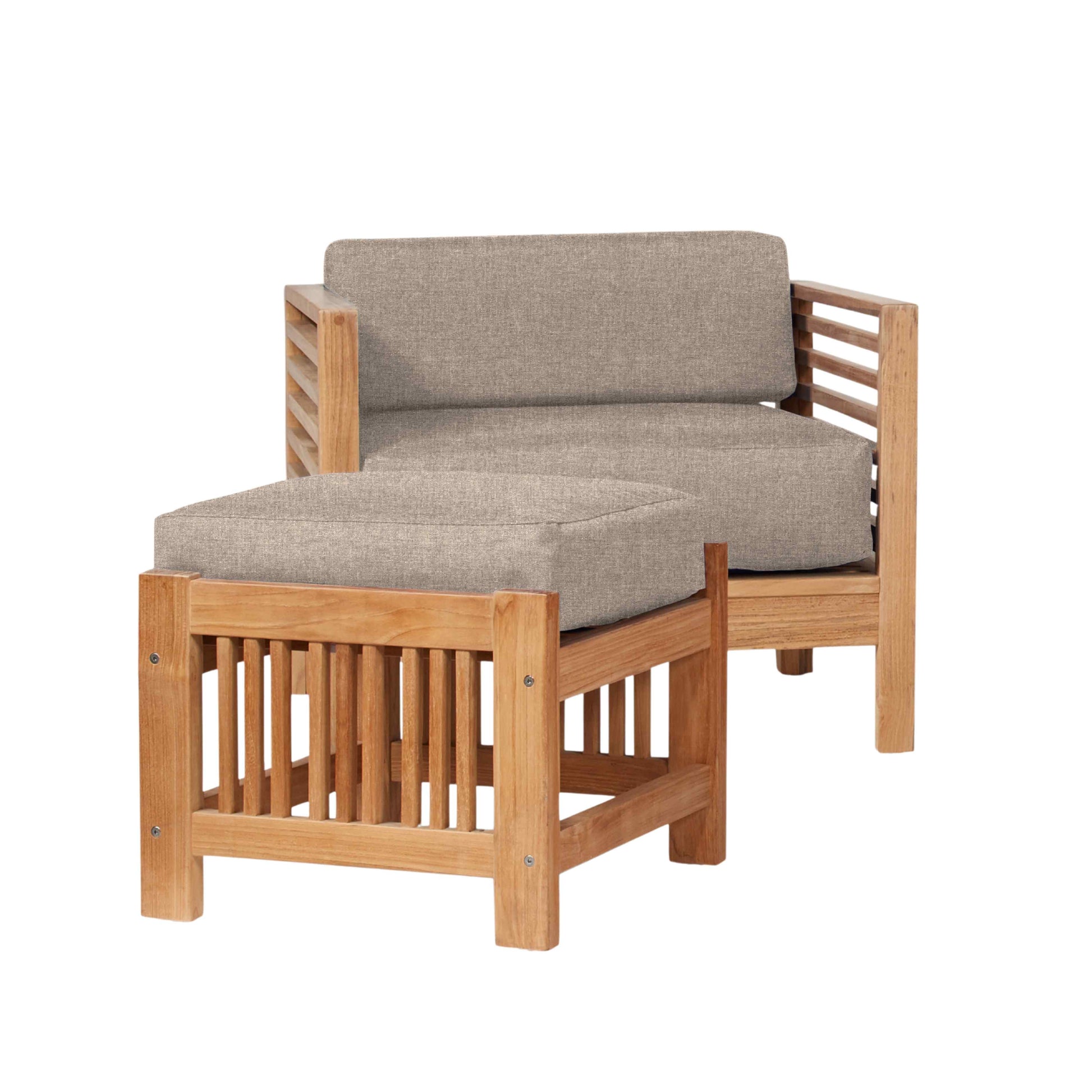 Summer Teak Outdoor Accent Chair with Sunbrella-Outdoor Accent Chairs-HiTeak-LOOMLAN