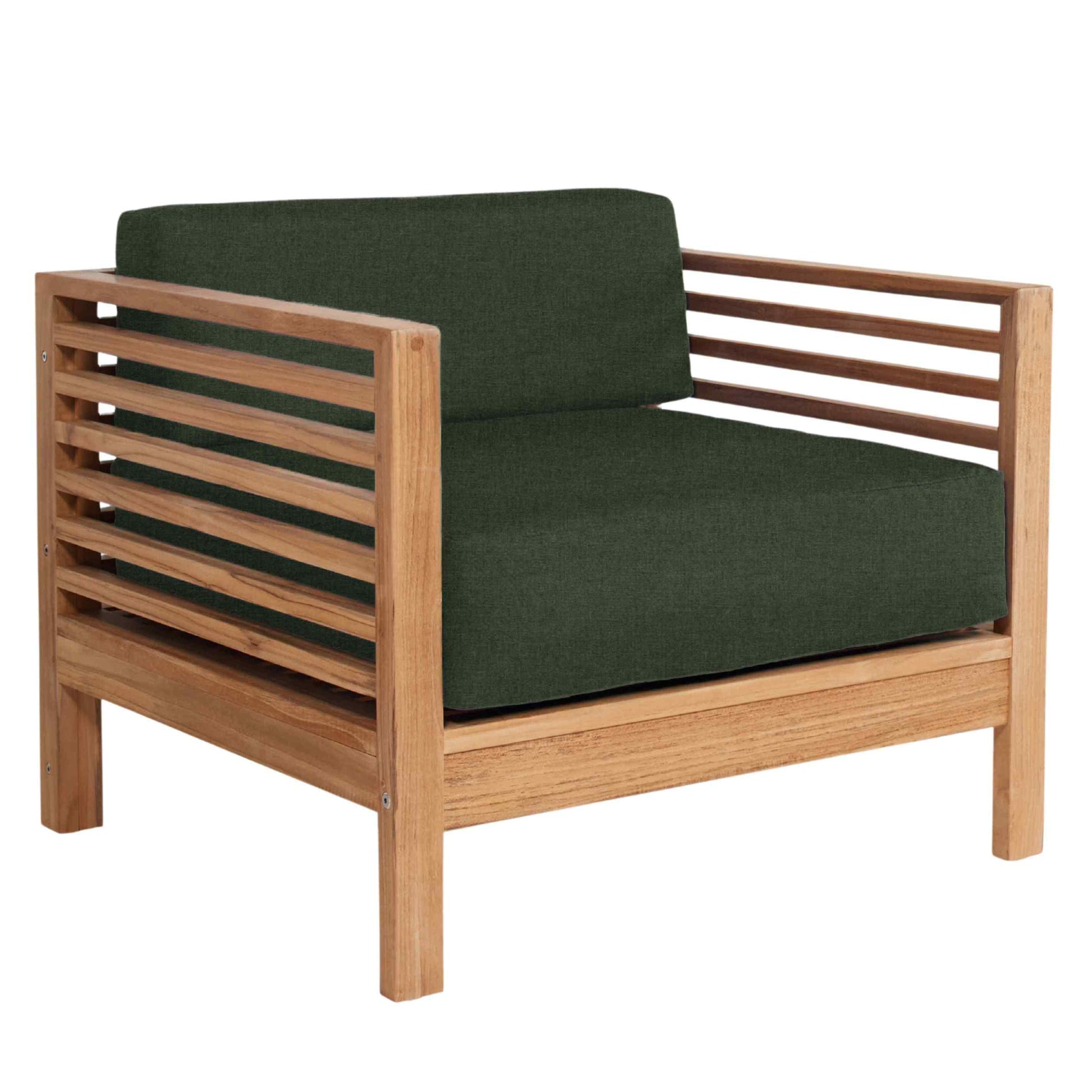 Summer Teak Outdoor Accent Chair with Sunbrella-Outdoor Accent Chairs-HiTeak-Jungle-LOOMLAN