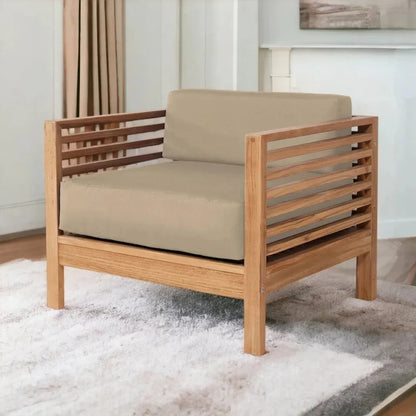 Summer Teak Outdoor Club Chair Sunbrella Cushion-Outdoor Accent Chairs-HiTeak-LOOMLAN