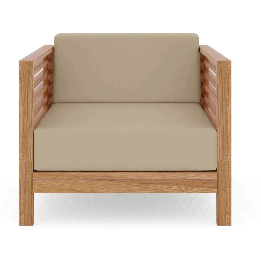 Summer Teak Outdoor Club Chair Sunbrella Cushion-Outdoor Accent Chairs-HiTeak-LOOMLAN