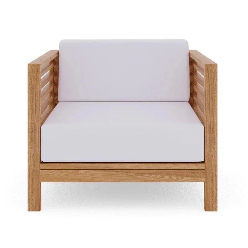 Summer Teak Outdoor Club Chair Sunbrella Cushion-Outdoor Accent Chairs-HiTeak-LOOMLAN