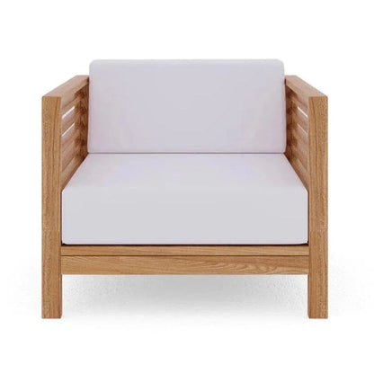 Summer Teak Outdoor Club Chair Sunbrella Cushion-Outdoor Accent Chairs-HiTeak-LOOMLAN