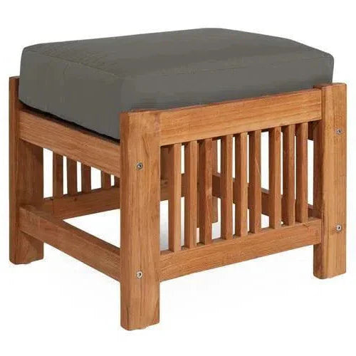 Summer Teak Outdoor Ottoman Sunbrella Cushions-Outdoor Ottomans-HiTeak-Charcoal-LOOMLAN