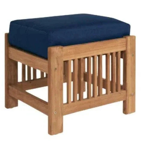 Summer Teak Outdoor Ottoman Sunbrella Cushions-Outdoor Ottomans-HiTeak-Navy-LOOMLAN